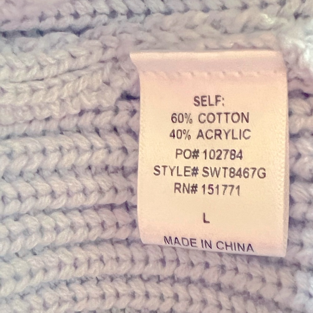 Gilli Light Blue Sweater w/Crochet Sleeves Women’s Medium - Picture 7 of 7